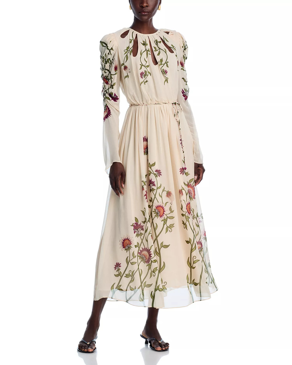 FARM Rio Women Floral Romantic Nature Viscose Boho Long Sleeve Maxi Dress Size M